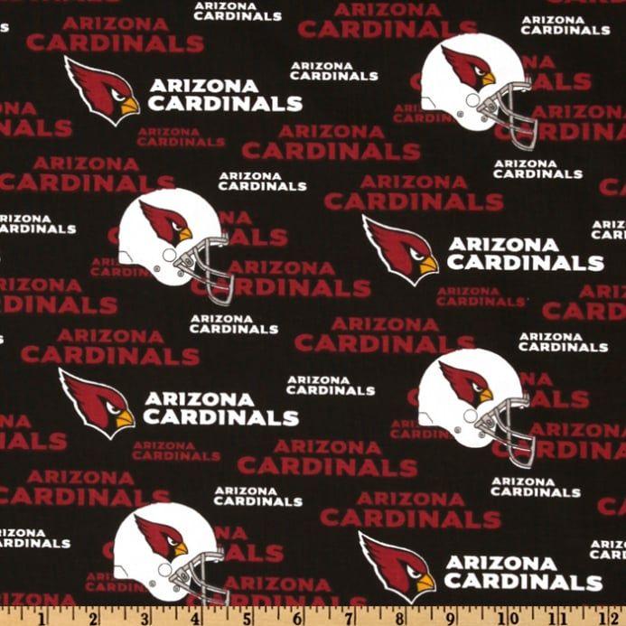 Black and Red Cardinals Logo - NFL Cotton Broadcloth Arizona Cardinals Red Black White