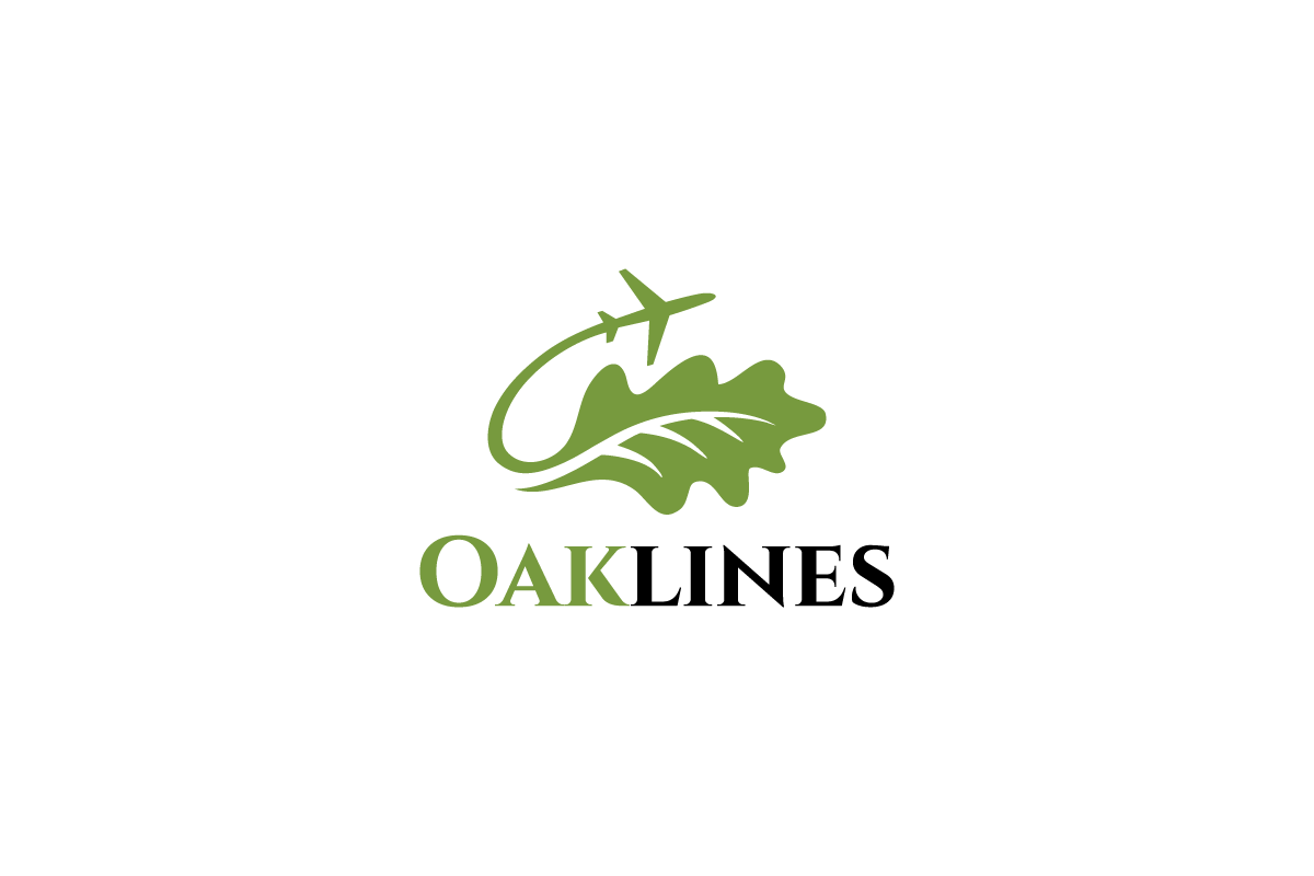 Plane Logo - Oak Airlines—Leaf Plane Logo Design