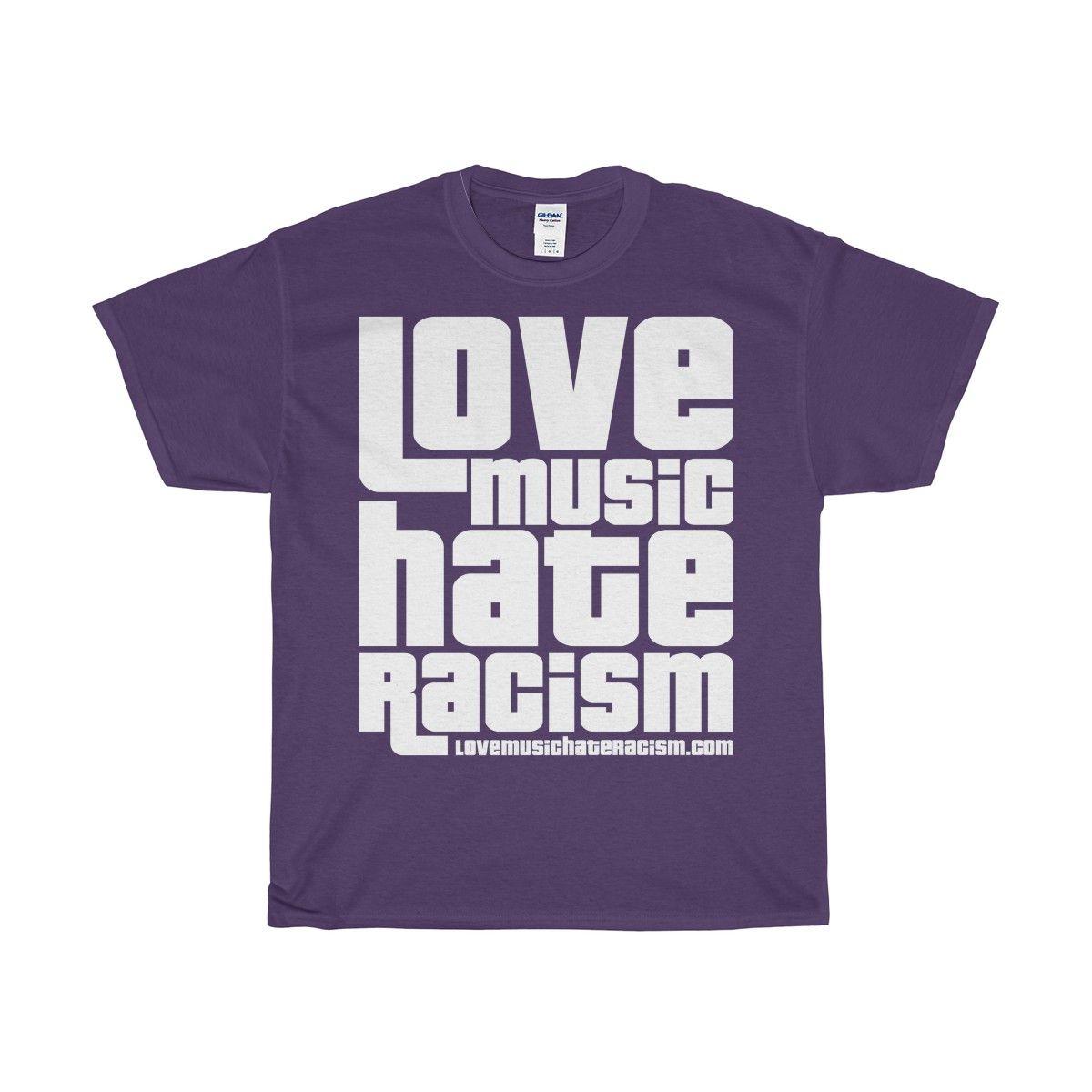 L That Begind with Purple and White Logo - Love Music Hate Racism