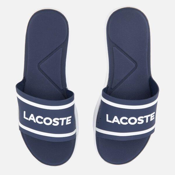 L That Begind with Purple and White Logo - Lacoste Women's L.30 118 1 Slide Sandals - Dark Purple/White Womens ...