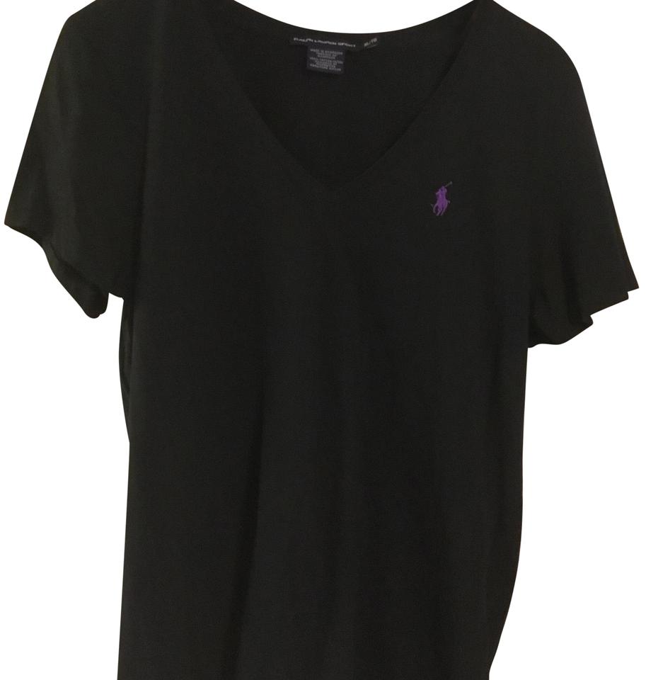 L That Begind with Purple and White Logo - Polo Ralph Lauren Black with Purple Logo Classic Sleeve Tee Shirt
