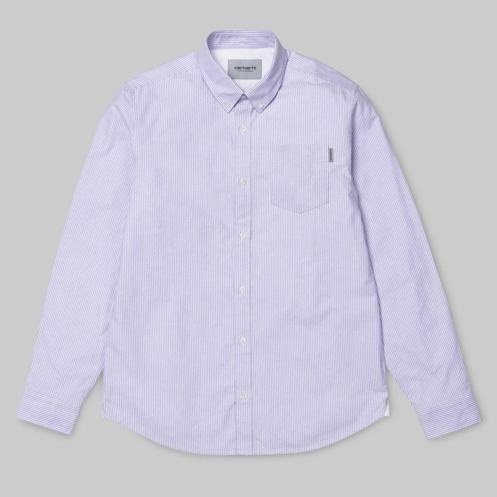 L That Begind with Purple and White Logo - L S Duffield Shirt Duffield Stripe Soft Purple White