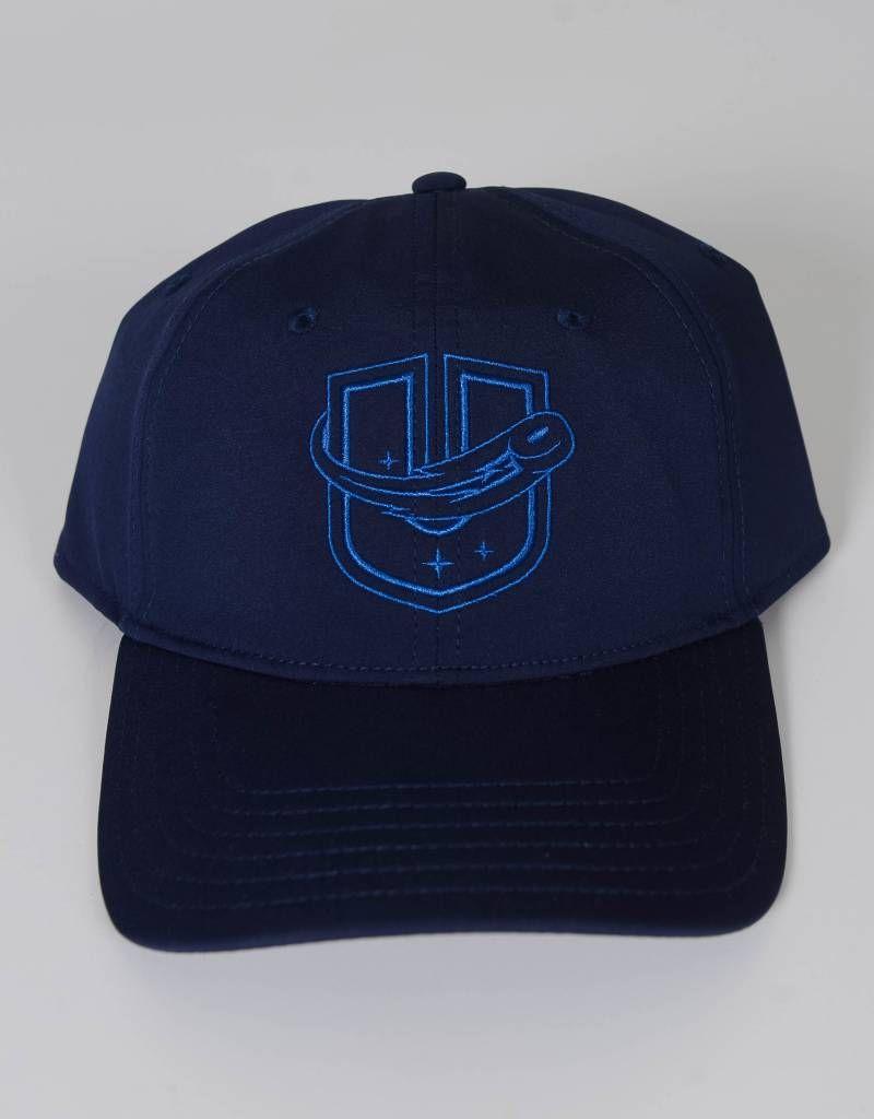 Navy U Logo - Sportiqe Navy Blue Fitted Hat w/ Neon Blue U Logo Comets LLC