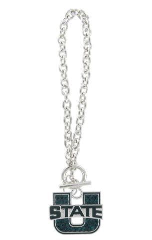 Navy U Logo - Navy Crystal U State Logo Toggle Chain Bracelet – Rhinestone U