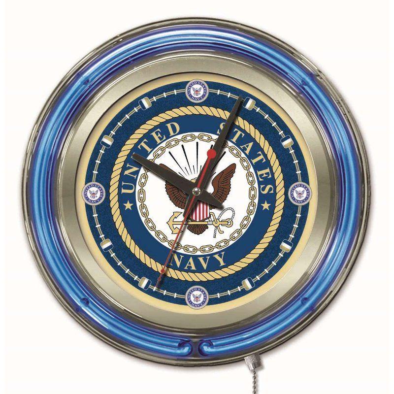 Navy U Logo - U.S. Navy 15 Inch Double Ring - Neon Logo Clock | RC Willey ...