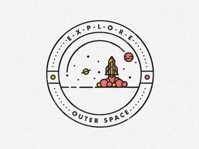 Outer Space Logo - OUTER SPACE Badge #line #vector #icon #illustrator #space #spaceship