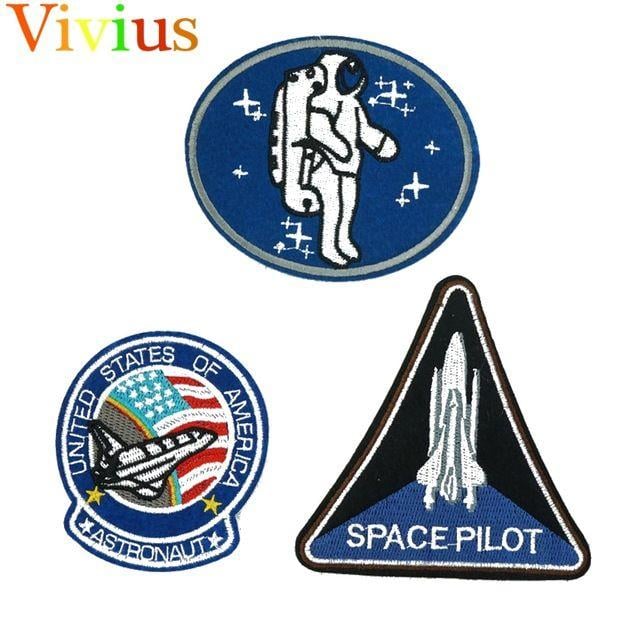 Outer Space Logo - 3pcs/lot Outer Space Astronaut Shuttle Air Diver logo Iron On ...