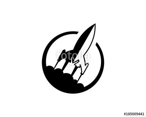Outer Space Logo - Black Launching Rocket to Outer Space Circle Symbol Logo Vector ...