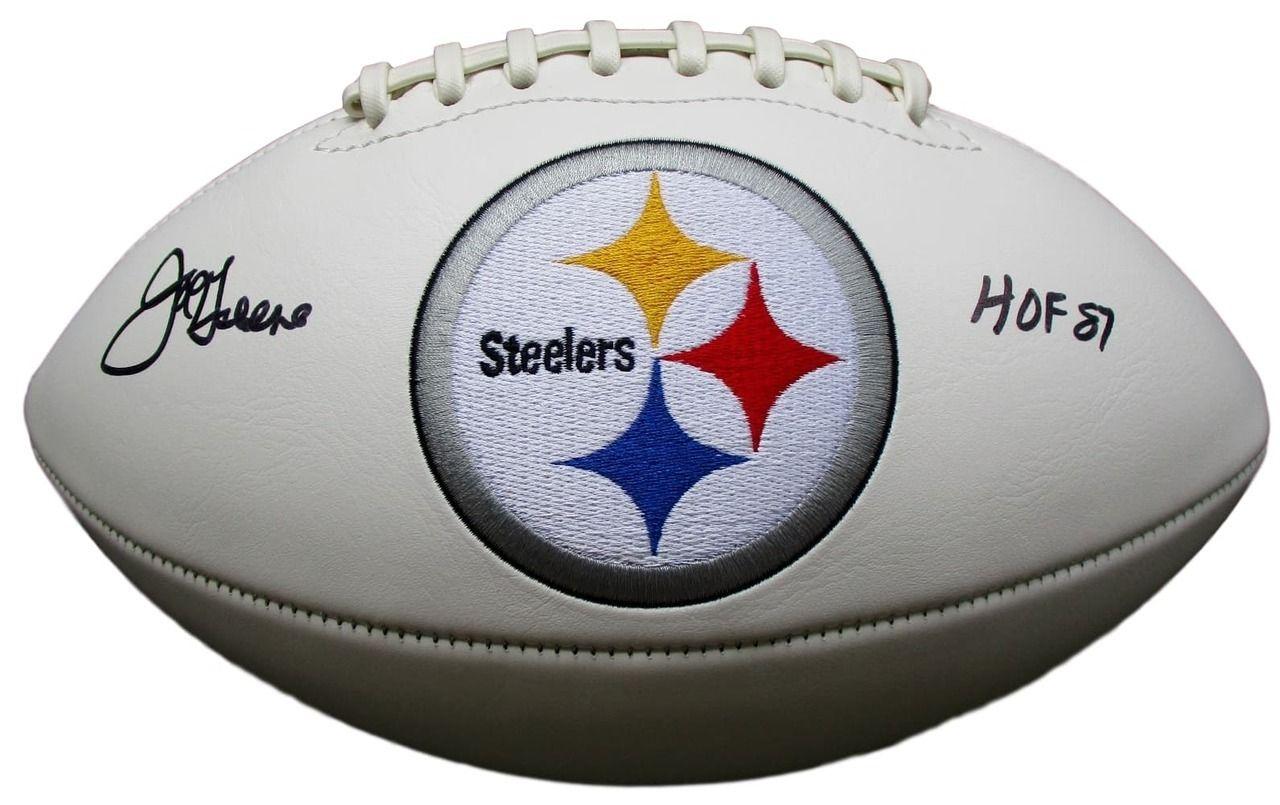 Steelers Football Logo - Mean Joe Greene Signed Pittsburgh Steelers Logo Football Inscirbed ...