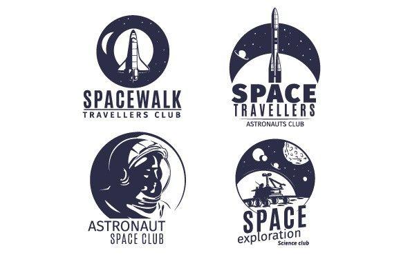 Outer Space Logo - Space logo set in retro style. $4.00 | Travel Icons | Pinterest ...