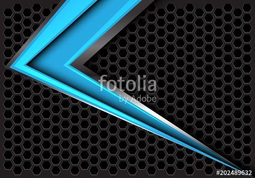 Dark Blue Arrow Logo - Abstract blue arrow speed on dark gray hexagon mesh design modern ...