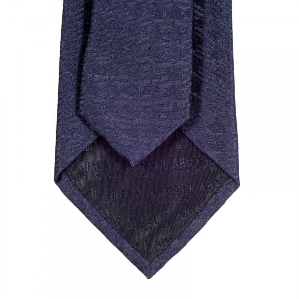 Dark Blue Arrow Logo - Patterned Luxury Ties in Dark Blue by Giorgio Armani