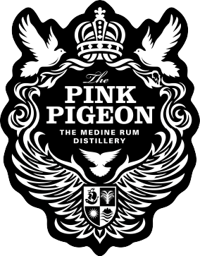 Pink Black and White Logo - Pink Pigeon spiced rum - a spiced rum from the island of Mauritius