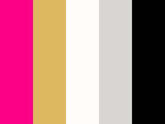 Pink Black and White Logo - Color Palette: Hot Pink, Gold, Gray, & White with hints on black