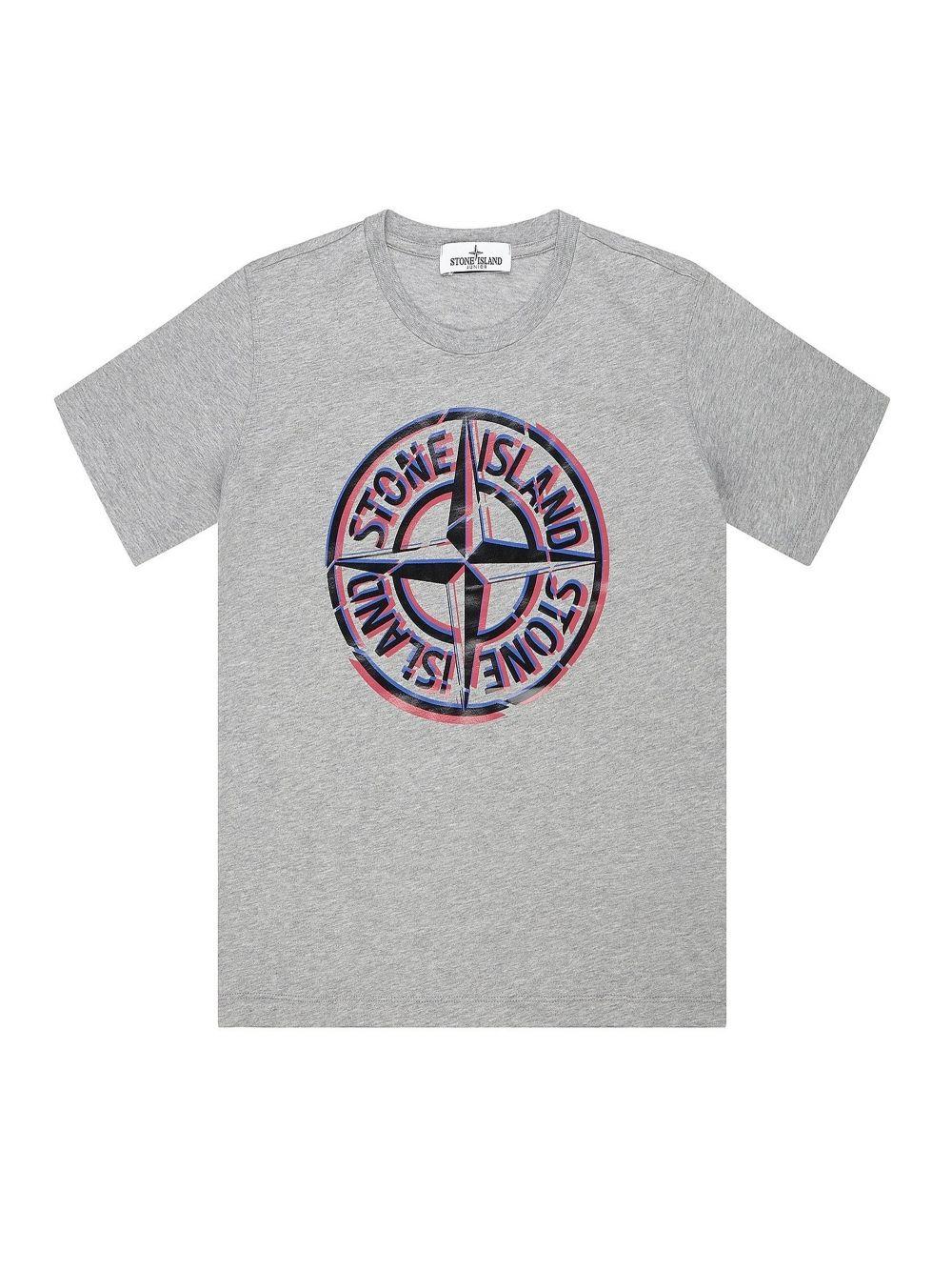 Shirt Logo - Stone Island Junior Grey Compass Logo T-Shirt | Designerwear