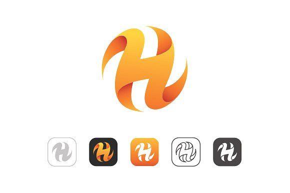 Orange H Logo - Simple H Logo by nospacestore. Logo Templates
