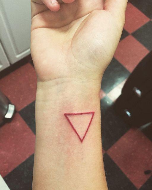 Upside Down Red Triangle Logo - Small red upside down triangle tattoo on the wrist Small red upside ...