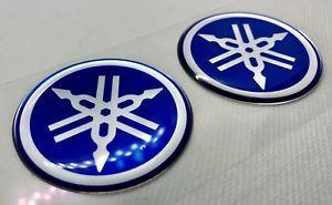 Silver Blue Logo - 2x Yamaha Roundal Logo Badge 3D Domed Stickers. Silver Blue