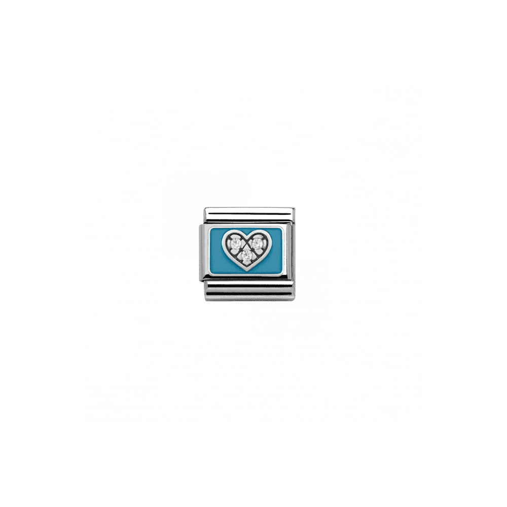 Silver Blue Logo - Nomination Composable Silver Blue Heart Link 330306 07