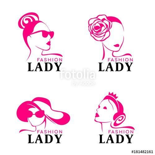 Lady Logo - lady fashion logo with woman face Wearing crown jewelery, hat