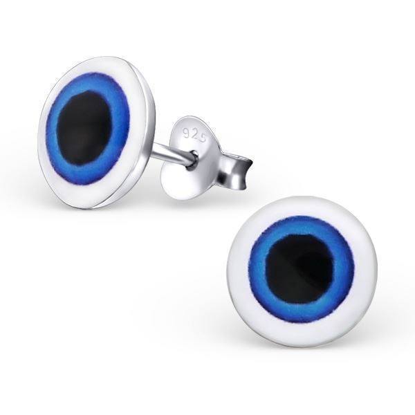 Silver Blue Logo - Evil Eye Blue Sterling Silver Logo Studs