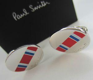 Slanted Blue Oval Logo - Paul Smith Oval Cufflinks Red White & Blue Slant Stripe ...