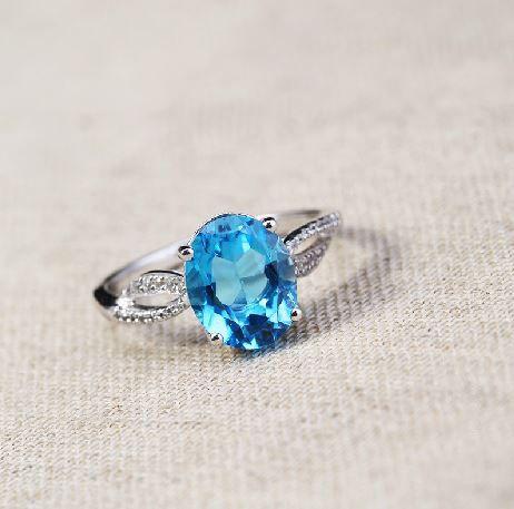 Slanted Blue Oval Logo - Natural Swiss Blue Topaz Oval cut slanted O Band Ring in Sterling ...