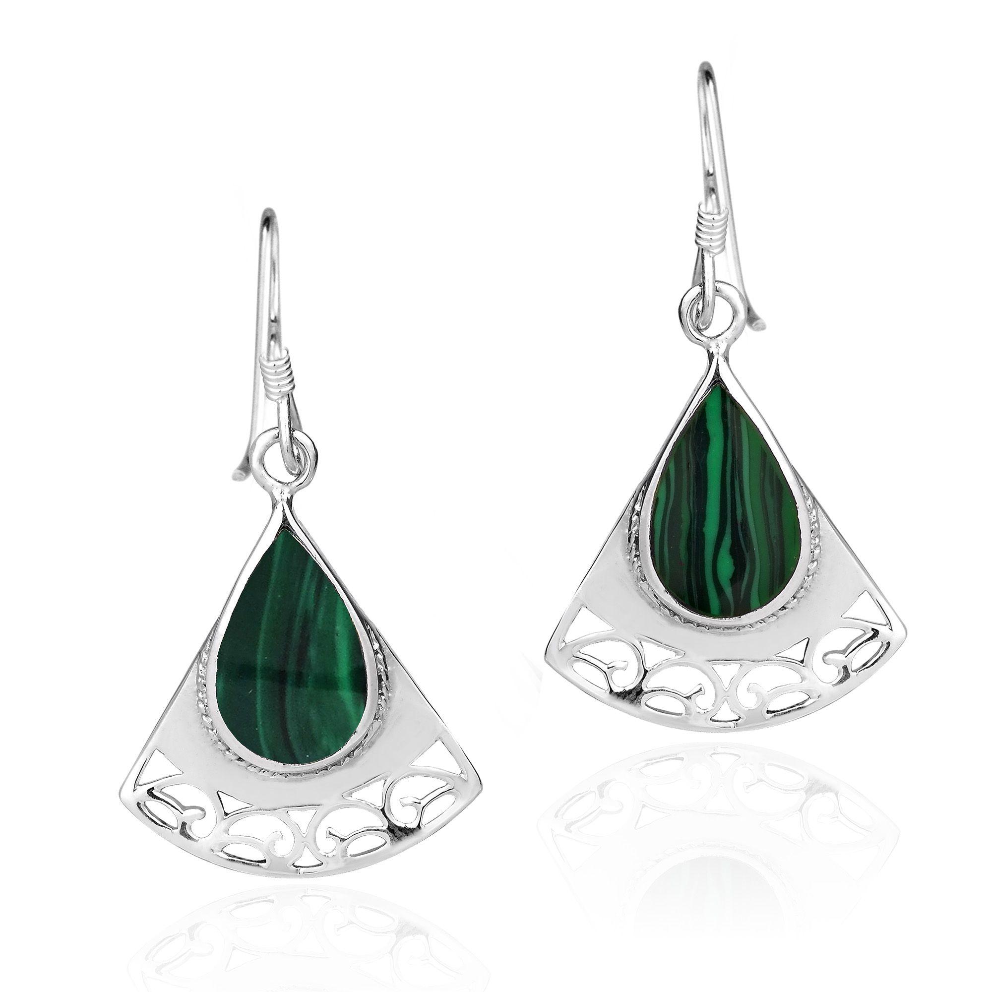 Green Teardrop and Triangle Logo - Triangle Swirls TearDrop Green Malachite Sterling Silver Dangle ...