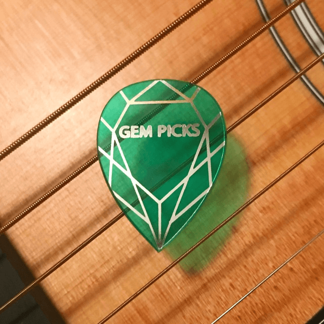Green Teardrop and Triangle Logo - GEM Picks – Teardrop Green – Medium – 0.73mm - Guitar Pick Store