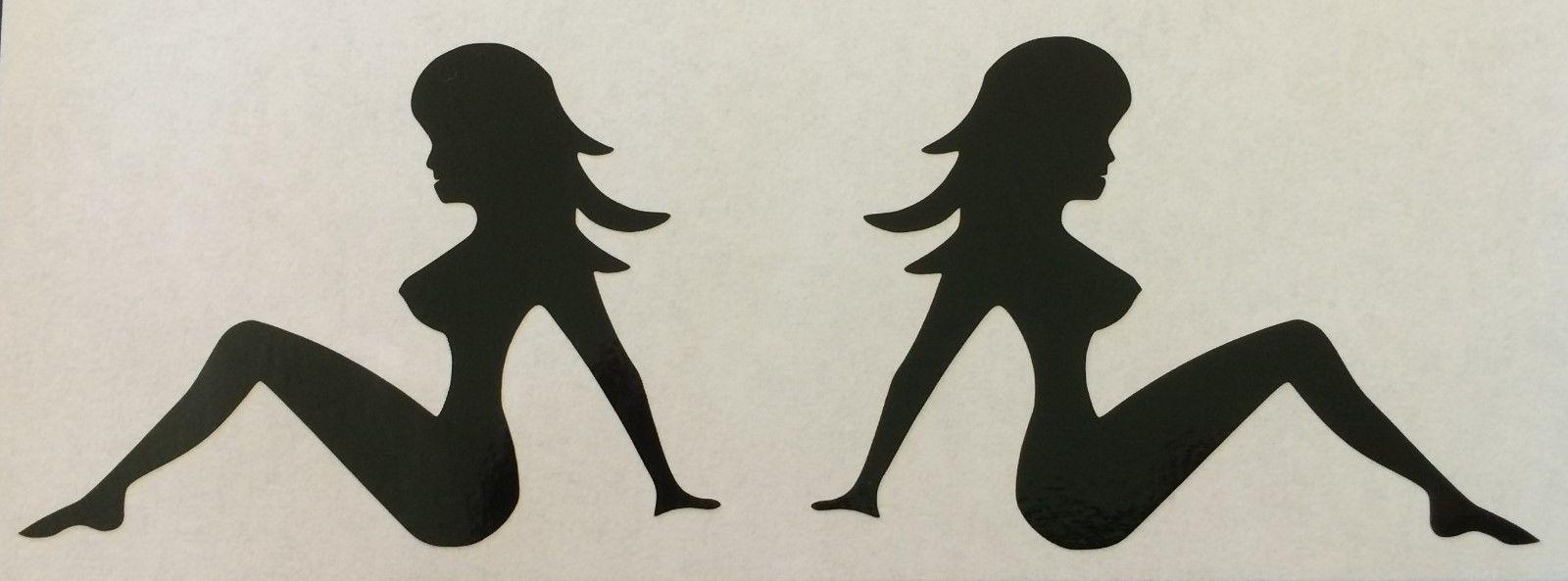 Trucker Girl Logo - 2 Nude Naked Lady Trucker Girls Mudflap Decal Sticker Logo Nameplate ...