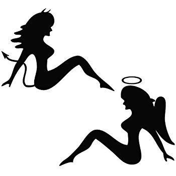 Trucker Girl Logo - ANGEL & DEVIL MUD FLAP TRUCKERS LOGO VINYL STICKERS