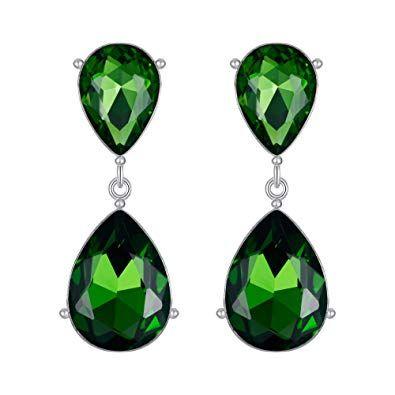 Green Teardrop and Triangle Logo - Amazon.com: EVER FAITH Silver-Tone Teardrop Dangle Earrings Emerald ...