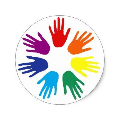 Rainbow Hands Logo - Rainbow FingerPrint Stickers | Zazzle.com