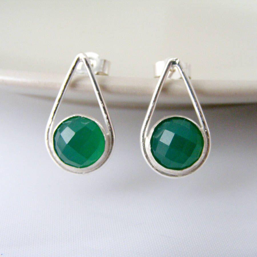 Green Teardrop and Triangle Logo - silver green agate teardrop earrings by tanya garfield jewellery