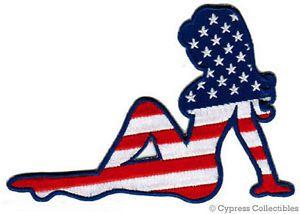 Trucker Girl Logo - MUDFLAP GIRL embroidered TRUCKER PATCH USA FLAG iron-on LEFT ...