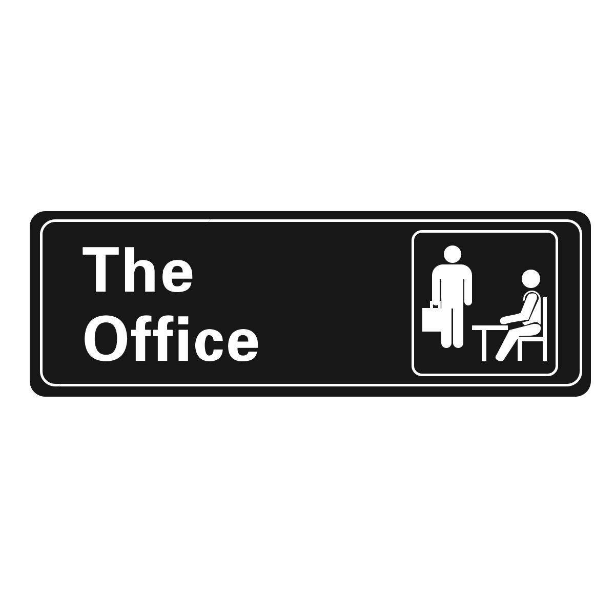 White the Office Logo - The Office Self Adhesive Sign, 9 X 3 Inch Black / White