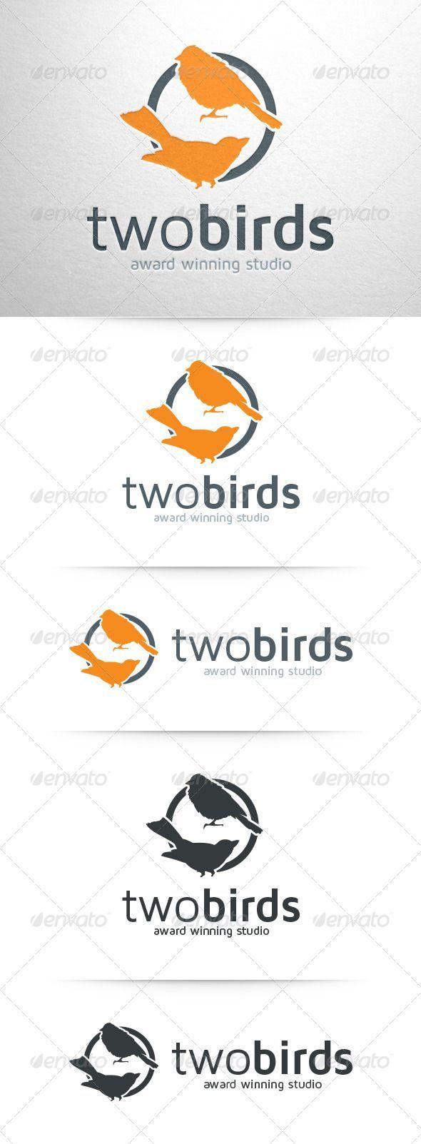 Two Birds in a Circle Logo - The Two Birds Logo Template A modern and professional logo template ...