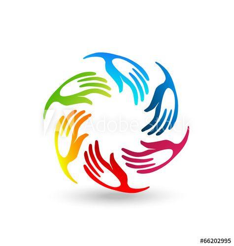 Rainbow Hands Logo - Teamwork rainbow hands logo concept vector this stock vector