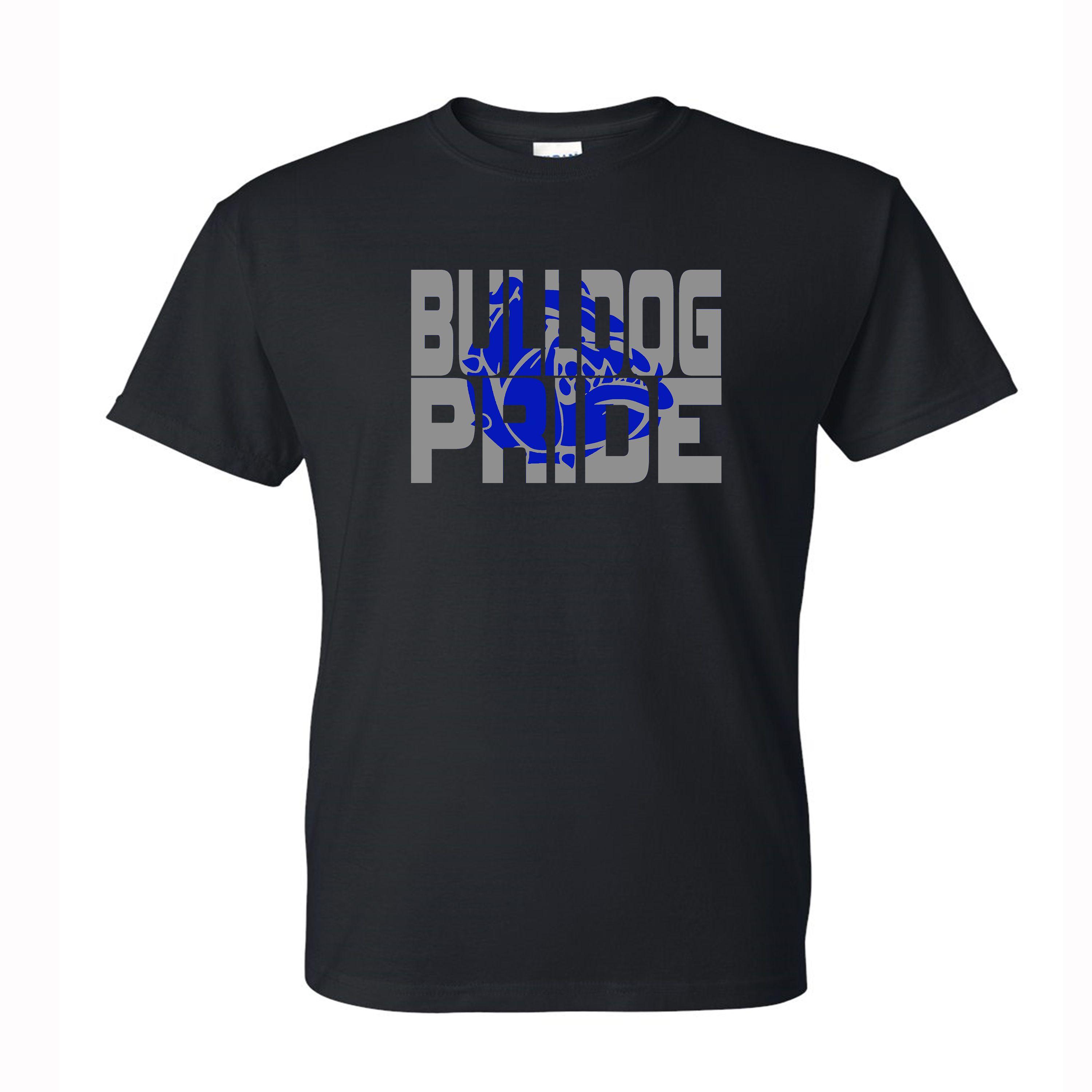 Blue Bulldog Pride Logo - Gildan Bulldog Pride T Shirt (silver Blue Logo)