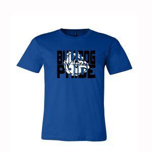 Blue Bulldog Pride Logo - Gildan Bulldog Pride T Shirt (silver Blue Glitter Logo)