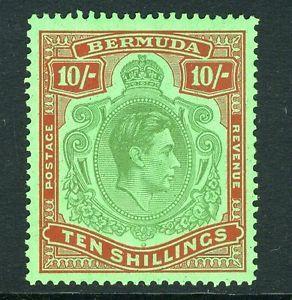 Red and Green C Logo - BERMUDA-1938-53 10/- Bluish Green and Deep Red/Green (C) LMM Sg 119a ...
