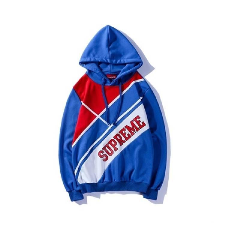 Blue and Red Letter Logo - Shop Great Supreme Red Letter Logo White Red Blue Hoodie Online, Buy ...
