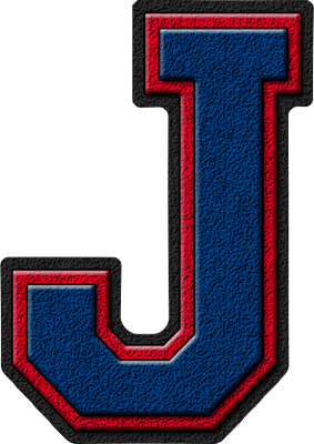Blue and Red Letter Logo - Presentation Alphabets: Royal Blue & Scarlet Red Varsity Letter J