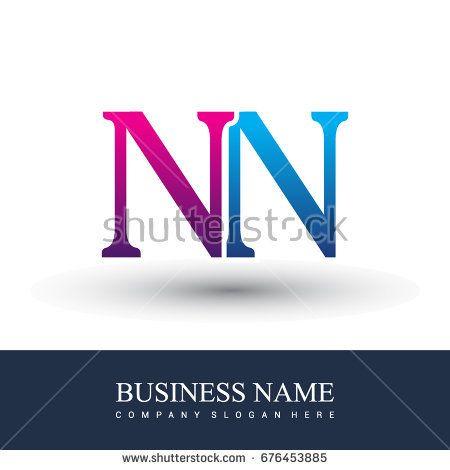 Blue and Red Letter Logo - initial letter logo NN colored red and blue, Vector logo design