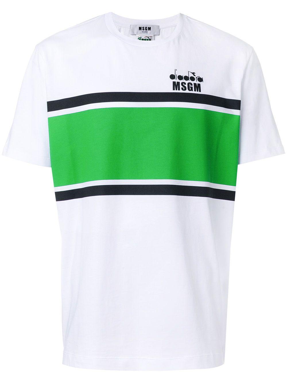 Striped M Logo - Msgm Striped Logo T Shirt White 01 Men Shop [m 12249796] $42.55