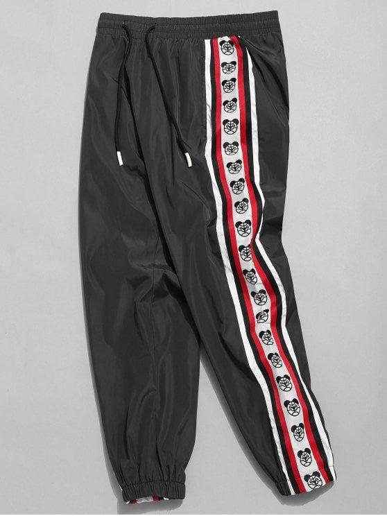 Striped M Logo - 35% OFF 2019 Side Bear Logo Striped Jogger Pants In BLACK M