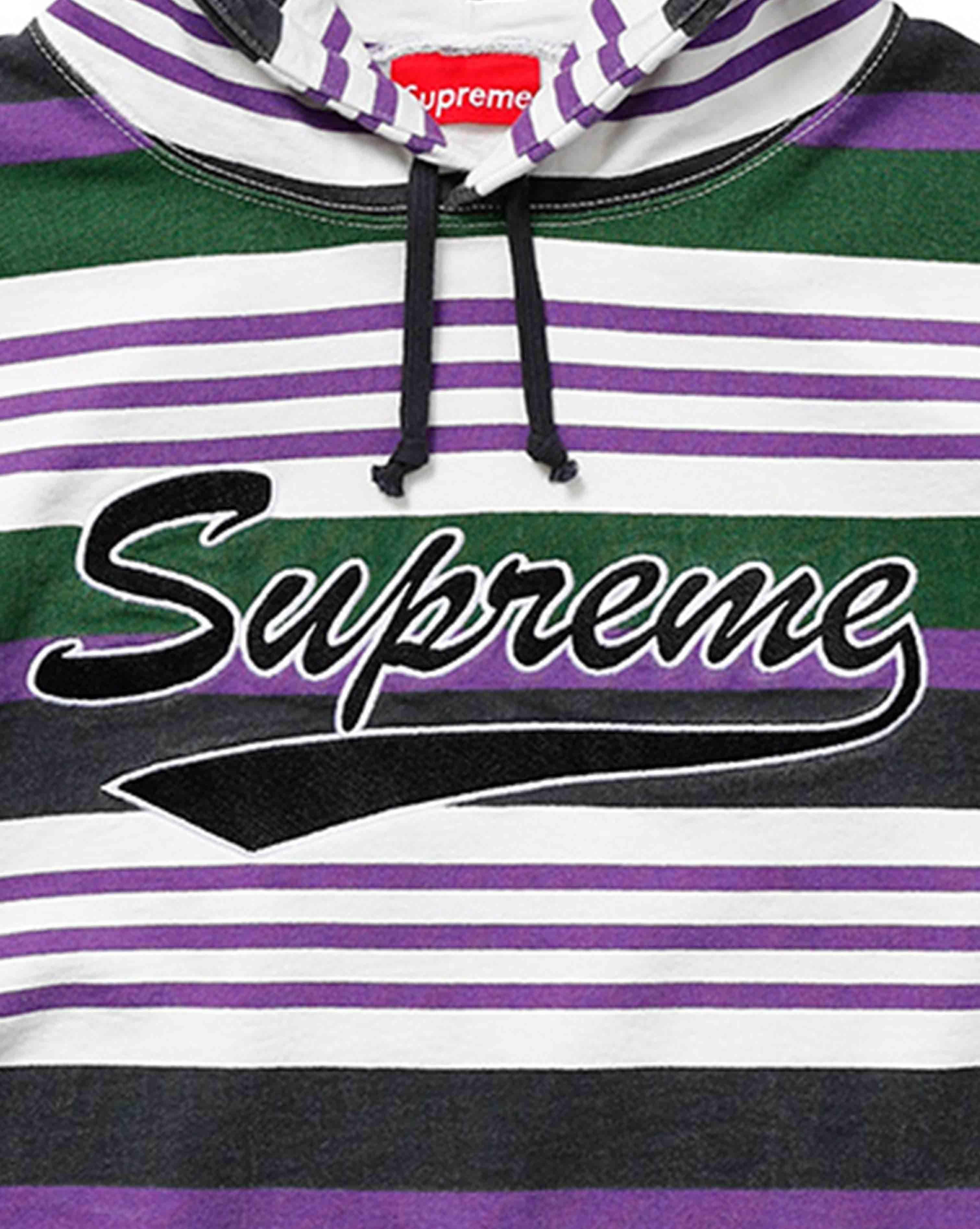 Striped M Logo - Supreme Striped Logo Hoodie Purple M – VINTAGEVINTAGE