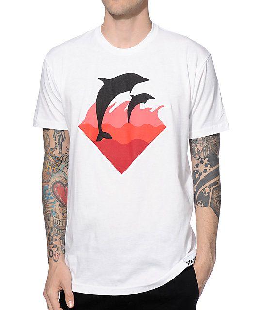 White Pink Dolphin Logo - Men Clothing white - Pink Dolphin Winter Wave T-Shirt - 256219