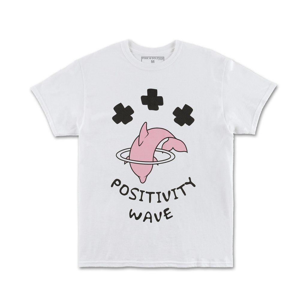 White Pink Dolphin Logo - Positive Wave Tee in White