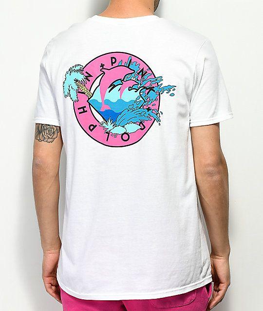 White Pink Dolphin Logo - Pink Dolphin Oasis White T Shirt